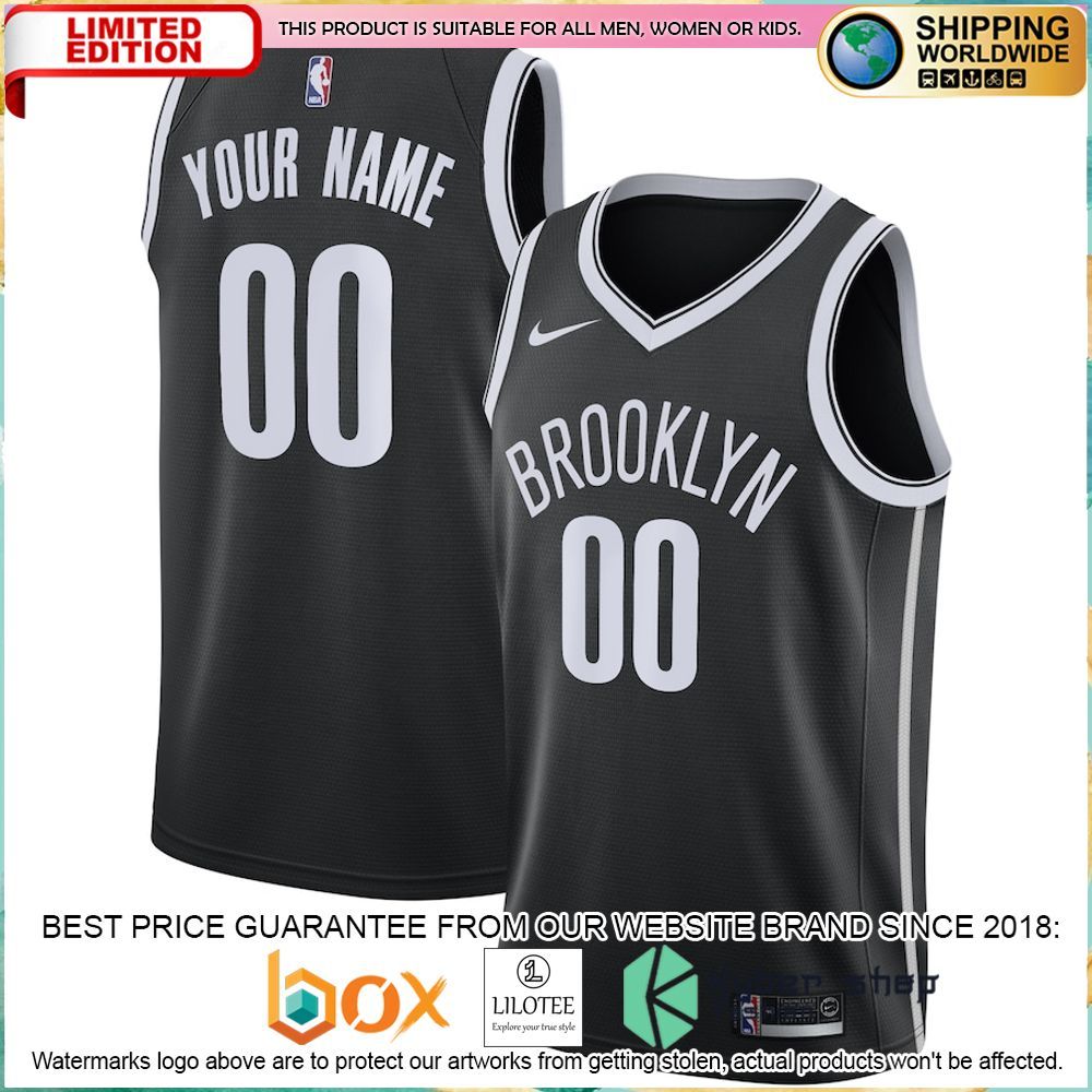 brooklyn nets nike custom black basketball jersey 1 344