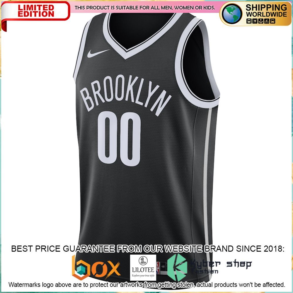 brooklyn nets nike custom black basketball jersey 2 636