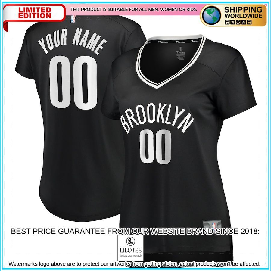brooklyn nets womens custom black basketball jersey 1 909