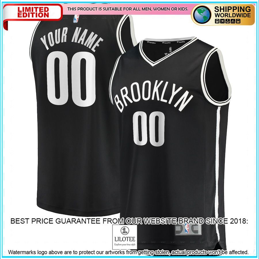 brooklyn nets youth custom black basketball jersey 1 882