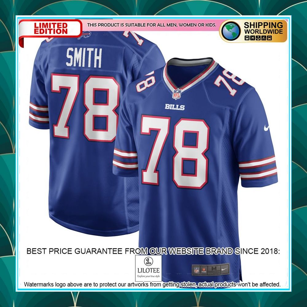 bruce smith buffalo bills football retired royal football jersey 1 187