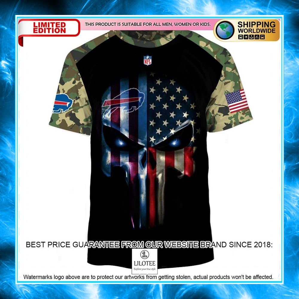 buffalo bills army camouflage american flag punisher skull 3d shirt hoodie 2 604