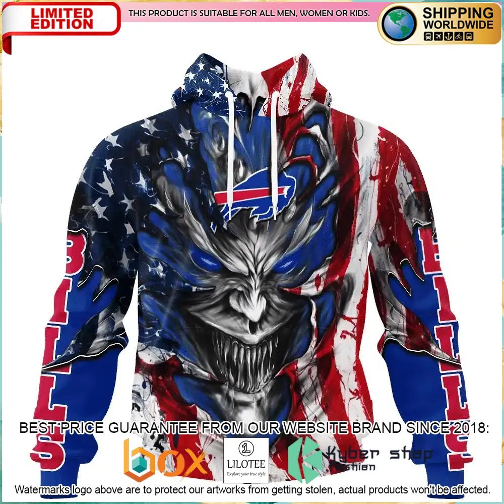 buffalo bills demon face us flag personalized hoodie shirt 1 664