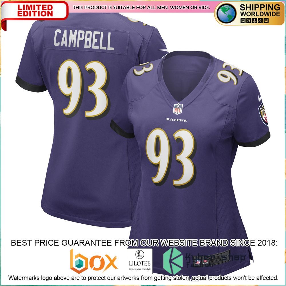 calais campbell baltimore ravens nike womens purple football jersey 1 459