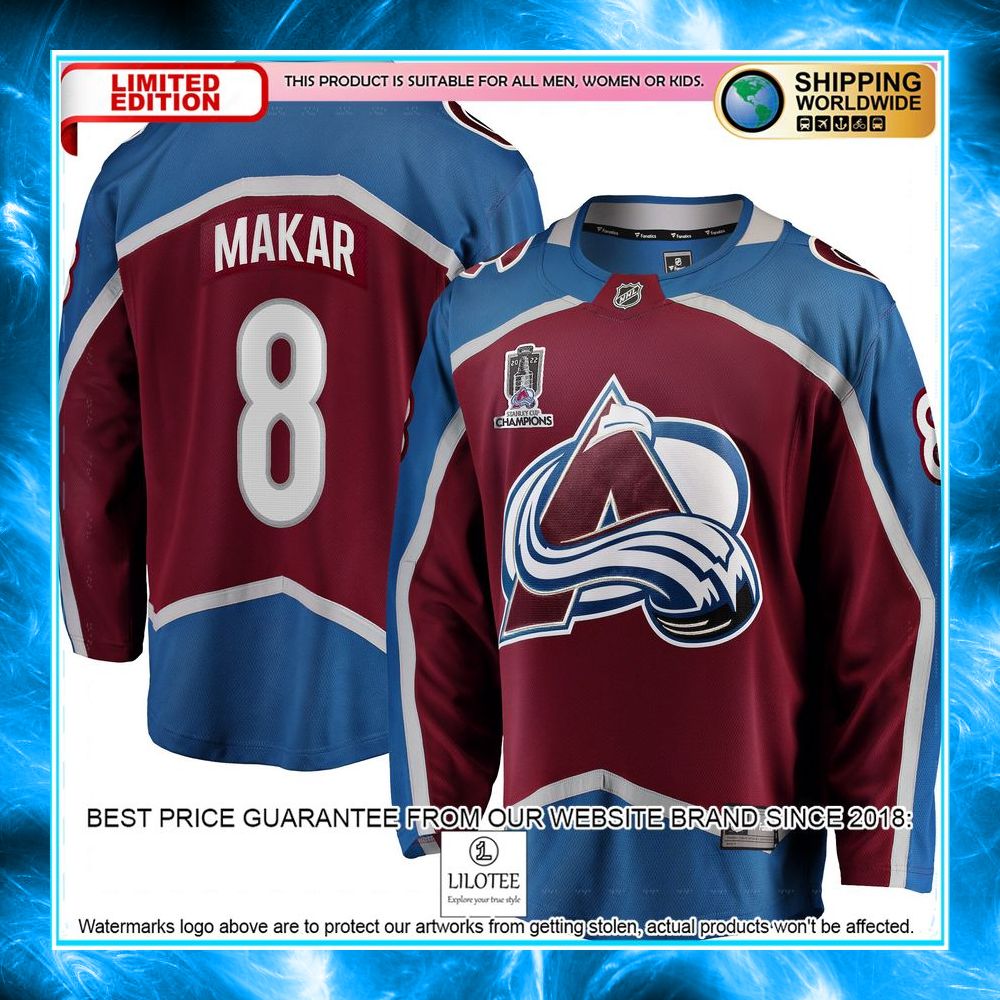 cale makar colorado avalanche 2022 stanley cup champions burgundy hockey jersey 1 993