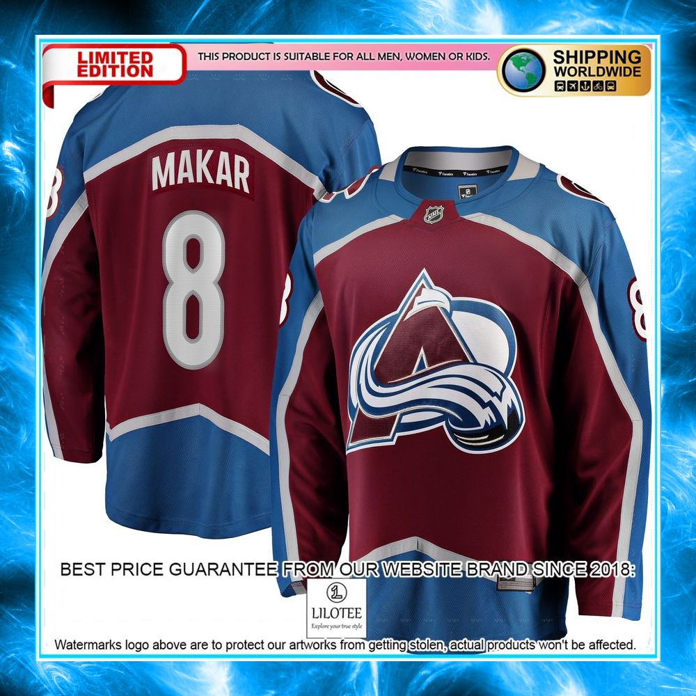 cale makar colorado avalanche premier burgundy hockey jersey 1 520