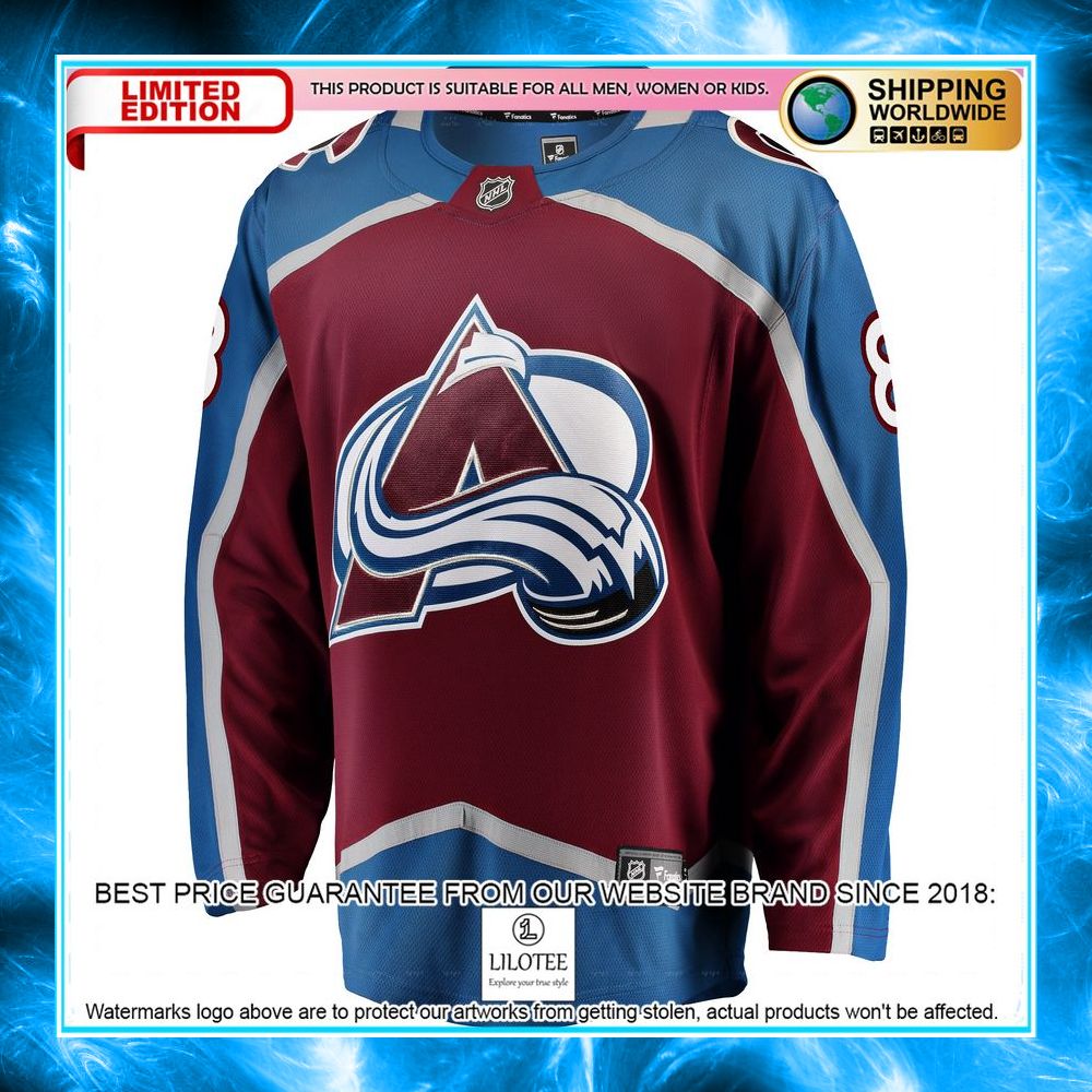 cale makar colorado avalanche premier burgundy hockey jersey 2 119
