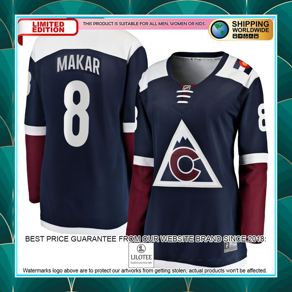 cale makar colorado avalanche womens alternate premier navy hockey jersey 1 127