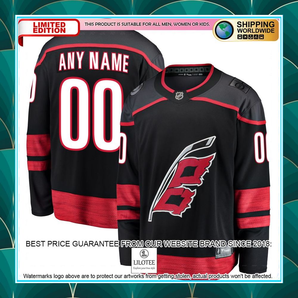 carolina hurricanes alternate custom black hockey jersey 1 192