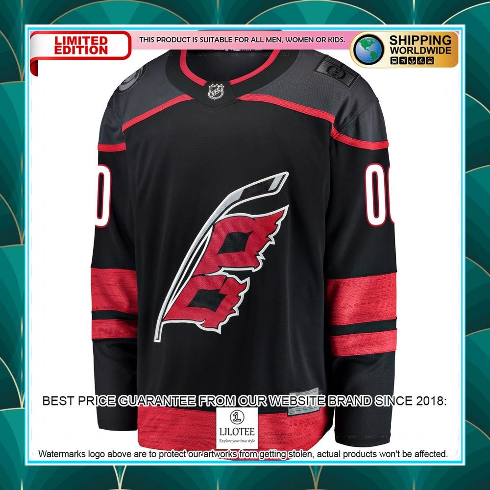 carolina hurricanes alternate custom black hockey jersey 2 344
