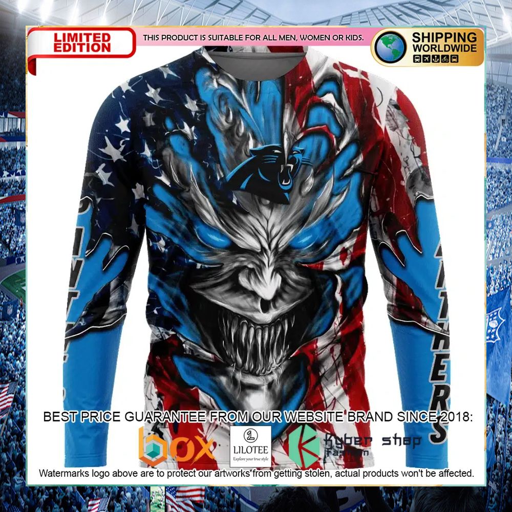 Carolina Panthers Demon Face US Flag Personalized Hoodie, Shirt - LIMITED EDITION 9 carolina panthers demon face us flag personalized hoodie shirt 3 235