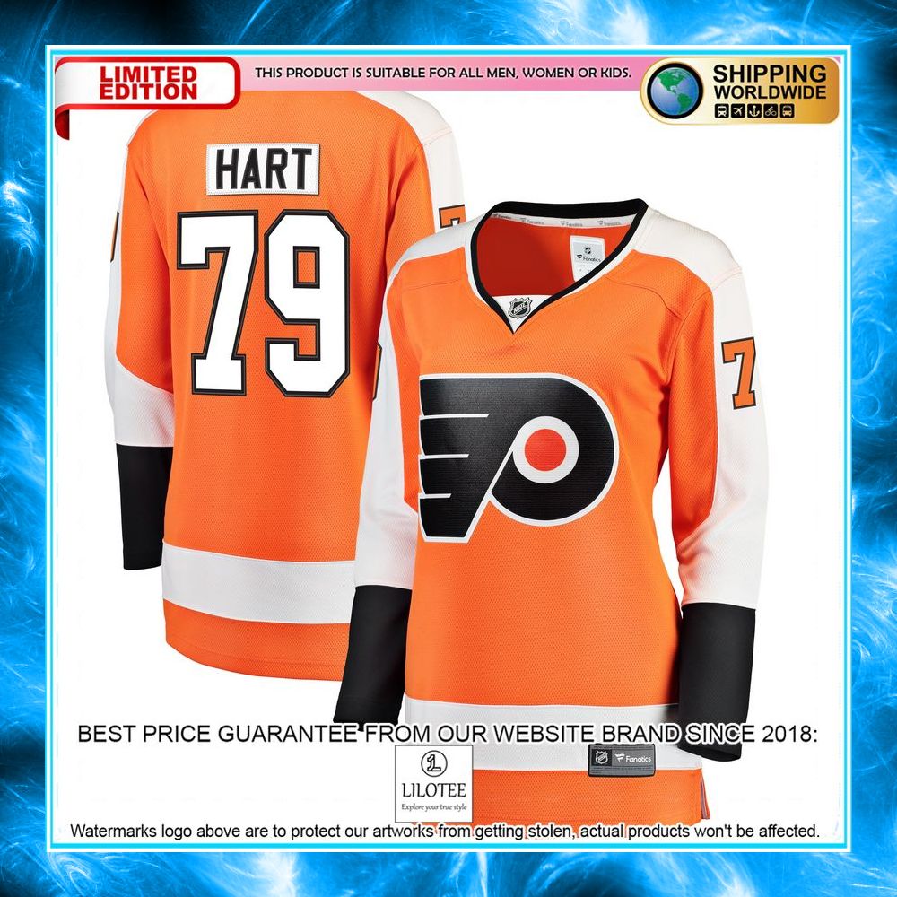 carter hart philadelphia flyers womens orange hockey jersey 1 125