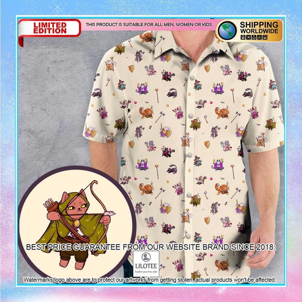 cats in dungeons and dragons pattern hawaiian shirt 1 594