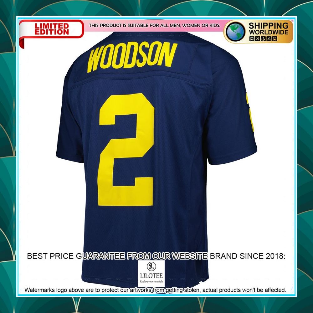 charles woodson michigan wolverines mitchell ness navy football jersey 3 151