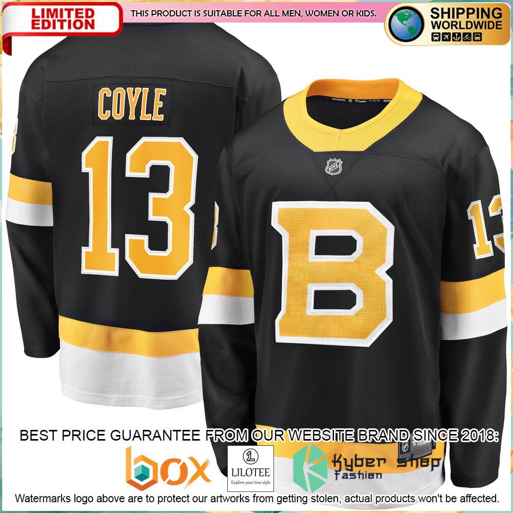 charlie coyle boston bruins 2019 20 alternate premier black hockey jersey 1 144