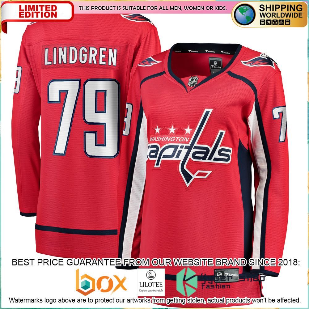 charlie lindgren washington capitals womens red hockey jersey 1 60