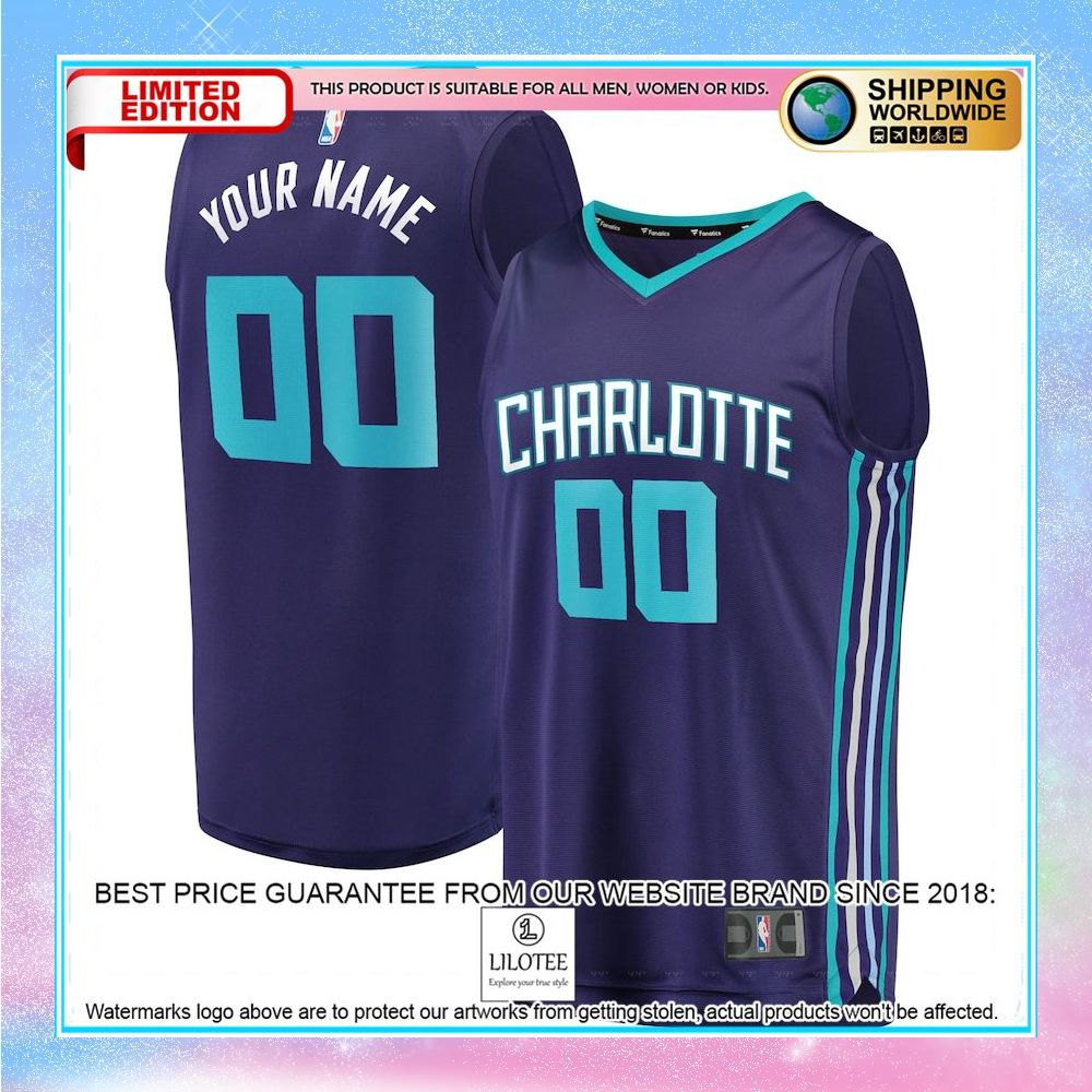 charlotte hornets youth custom purple basketball jersey 1 236