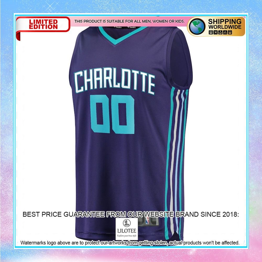charlotte hornets youth custom purple basketball jersey 2 21