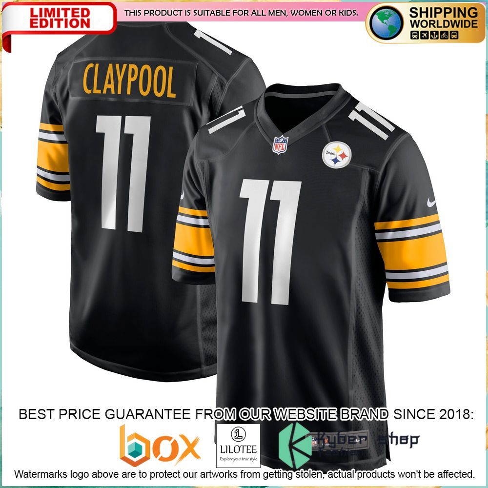 chase claypool pittsburgh steelers nike football team black football jersey 1 440
