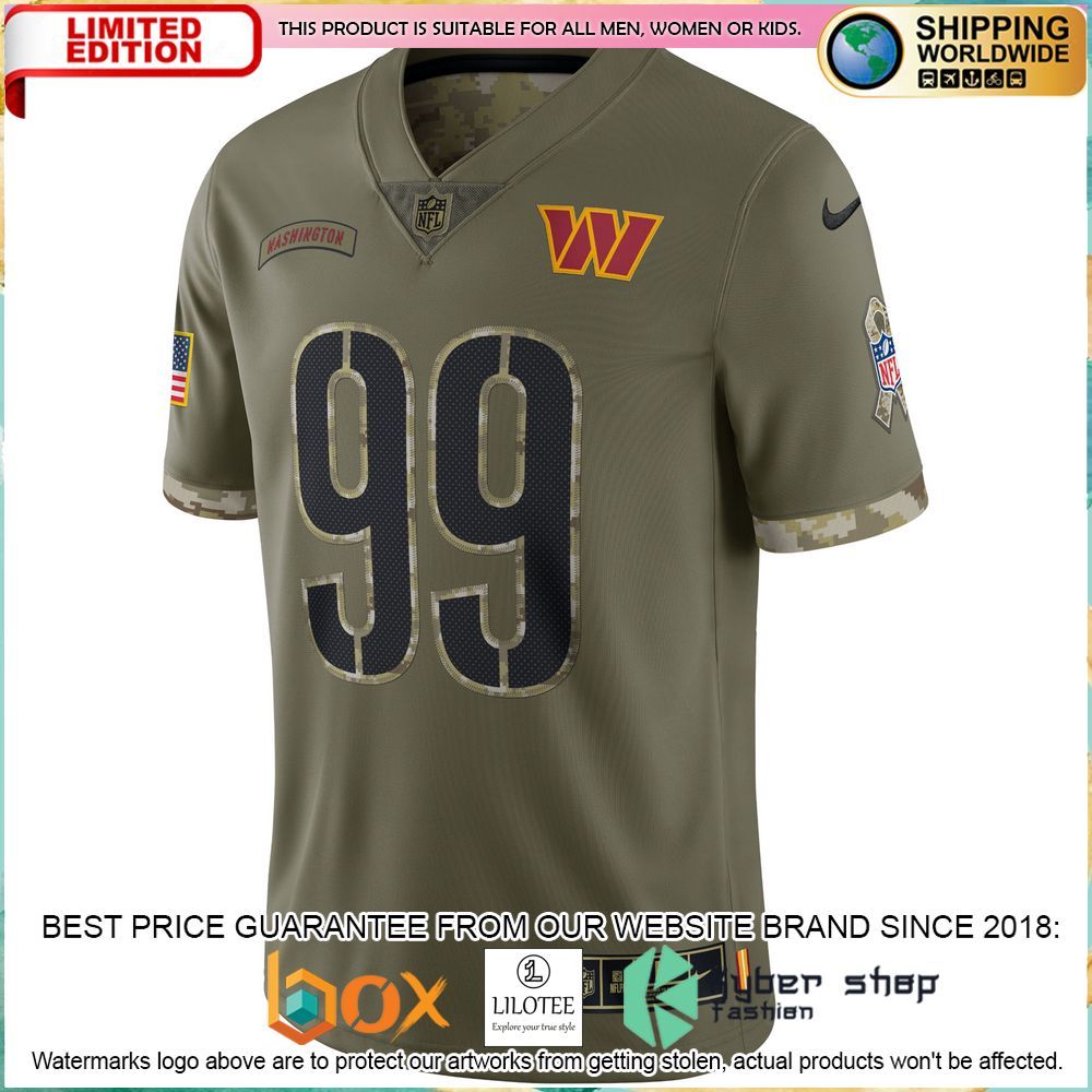 chase young washington commanders nike 2022 salute to service olive football jersey 2 874
