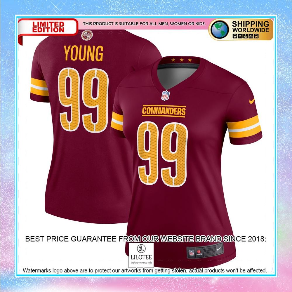 chase young washington commanders womens legend jersey burgundy football jersey 1 573