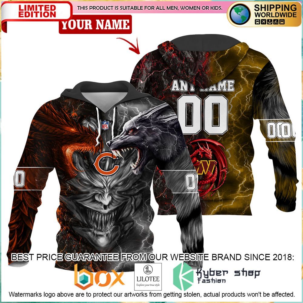 chicago bears demon face dragon wolf personalized hoodie pant 2 108