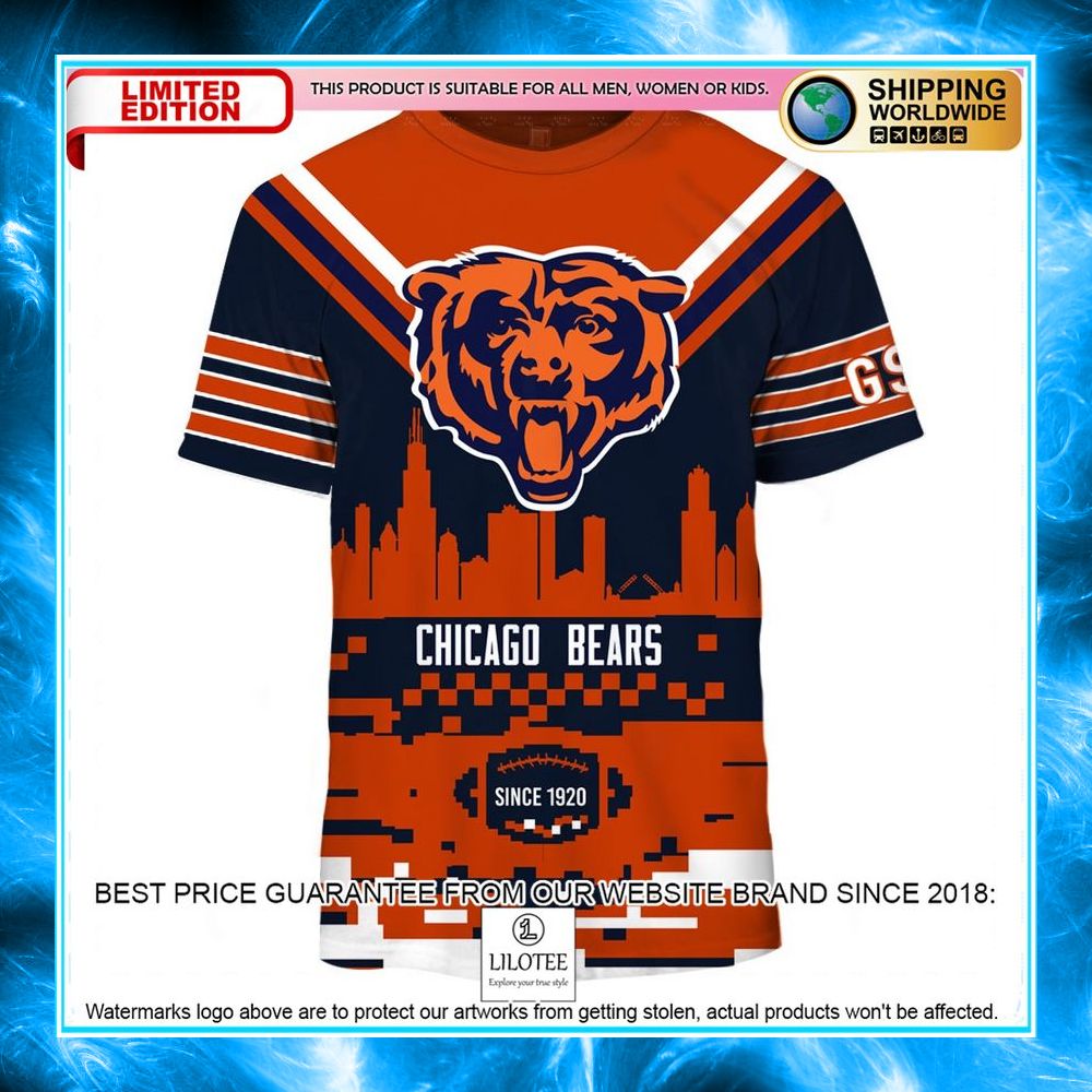 chicago bears nfl orange 3d shirt hoodie 2 871