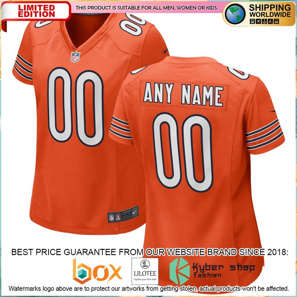 chicago bears nike womens alternate custom orange football jersey 1 12