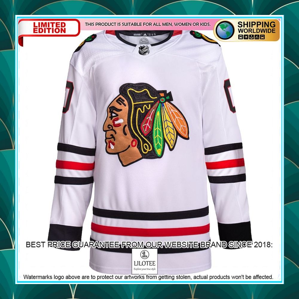 chicago blackhawks adidas away primegreen pro custom white hockey jersey 2 317