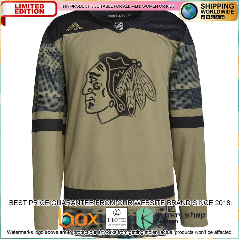 chicago blackhawks adidas military appreciation team custom camo hockey jersey 2 197