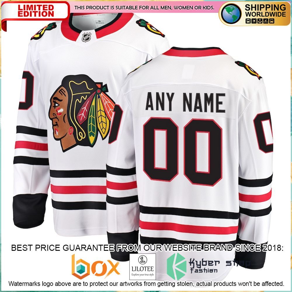 chicago blackhawks fanatics branded away custom white hockey jersey 1 310