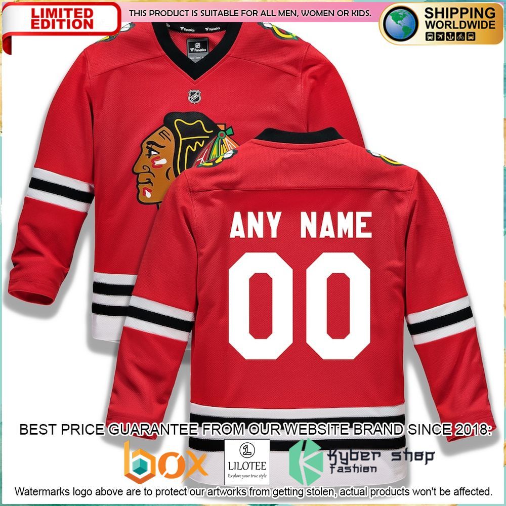 chicago blackhawks fanatics branded youth home replica custom red hockey jersey 1 383