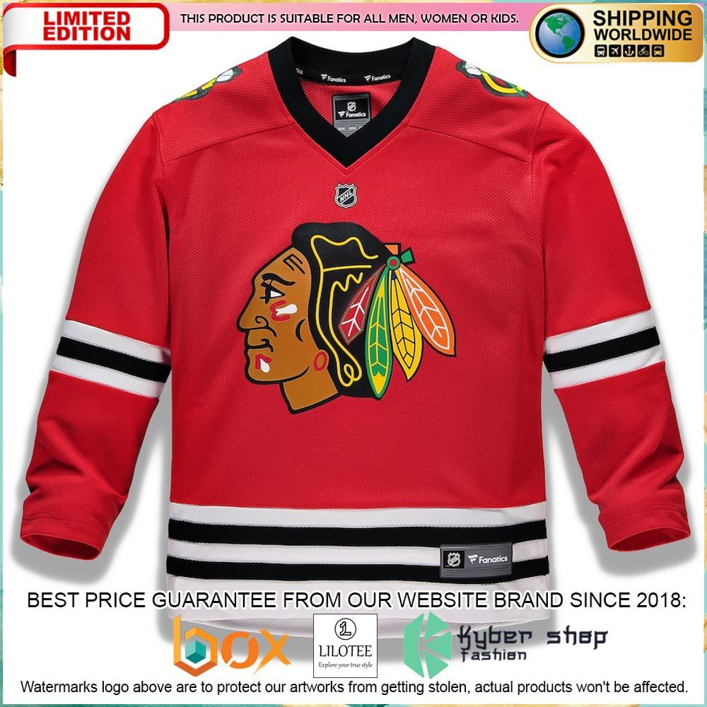 chicago blackhawks fanatics branded youth home replica custom red hockey jersey 2 794