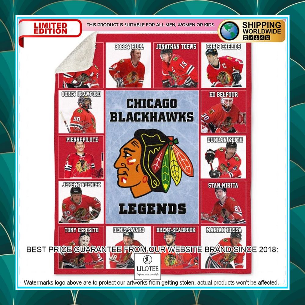 chicago blackhawks legends fleece blanket 1 206