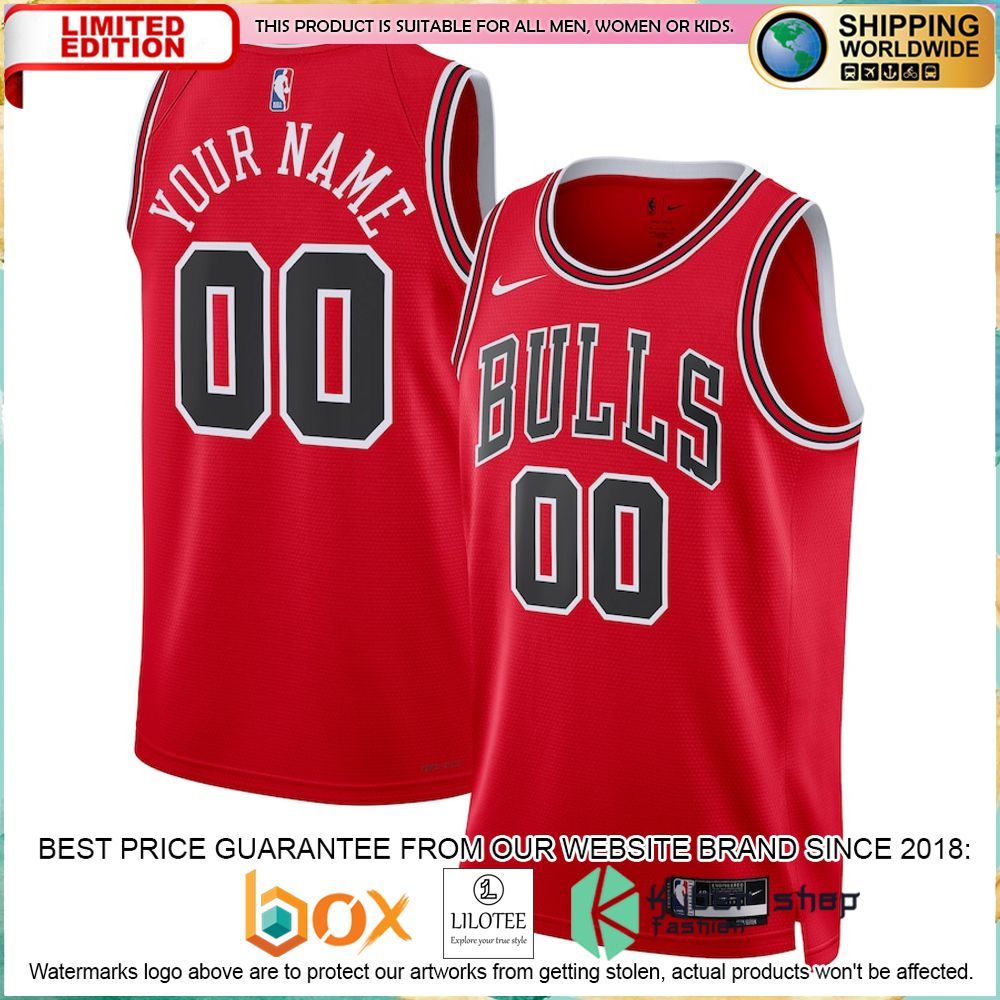 chicago bulls nike 2022 23 custom red basketball jersey 1 683