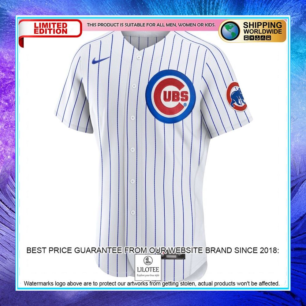 chicago cubs nike home custom white baseball jersey 2 179