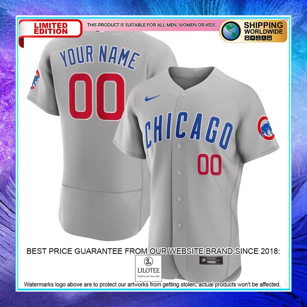 chicago cubs nike road custom gray baseball jersey 1 236