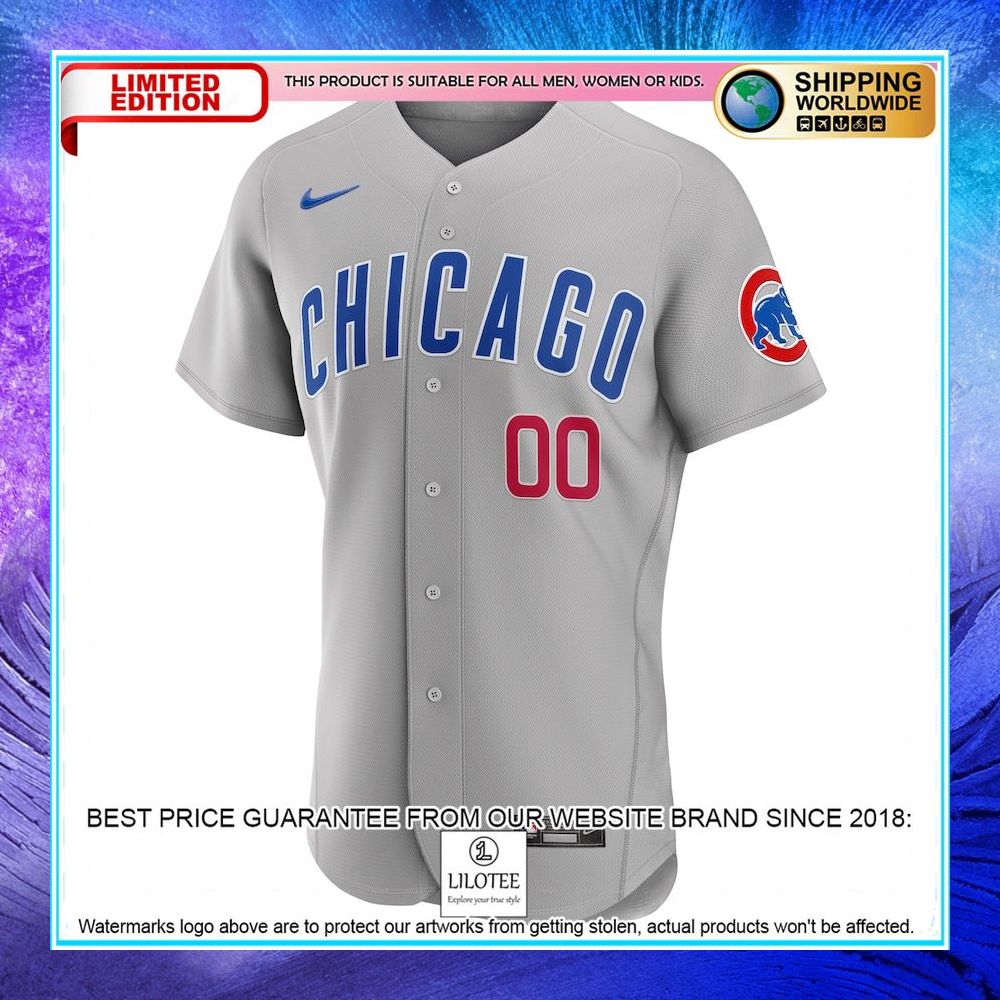 chicago cubs nike road custom gray baseball jersey 2 522