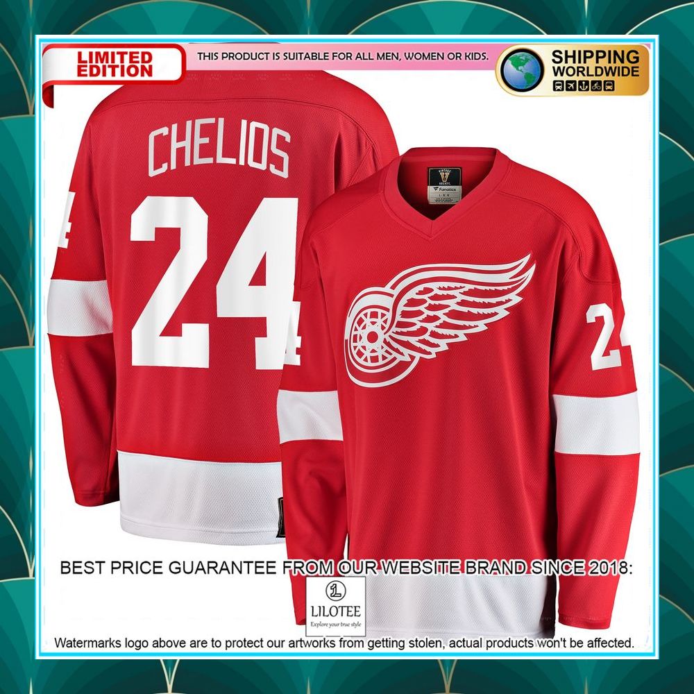 chris chelios detroit red wings premier retired red hockey jersey 1 949