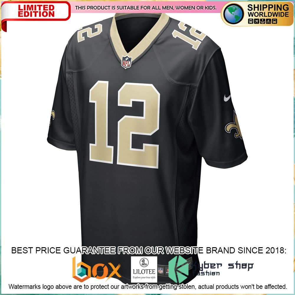 chris olave new orleans saints nike 2022 nfl draft first round pick black football jersey 2 595