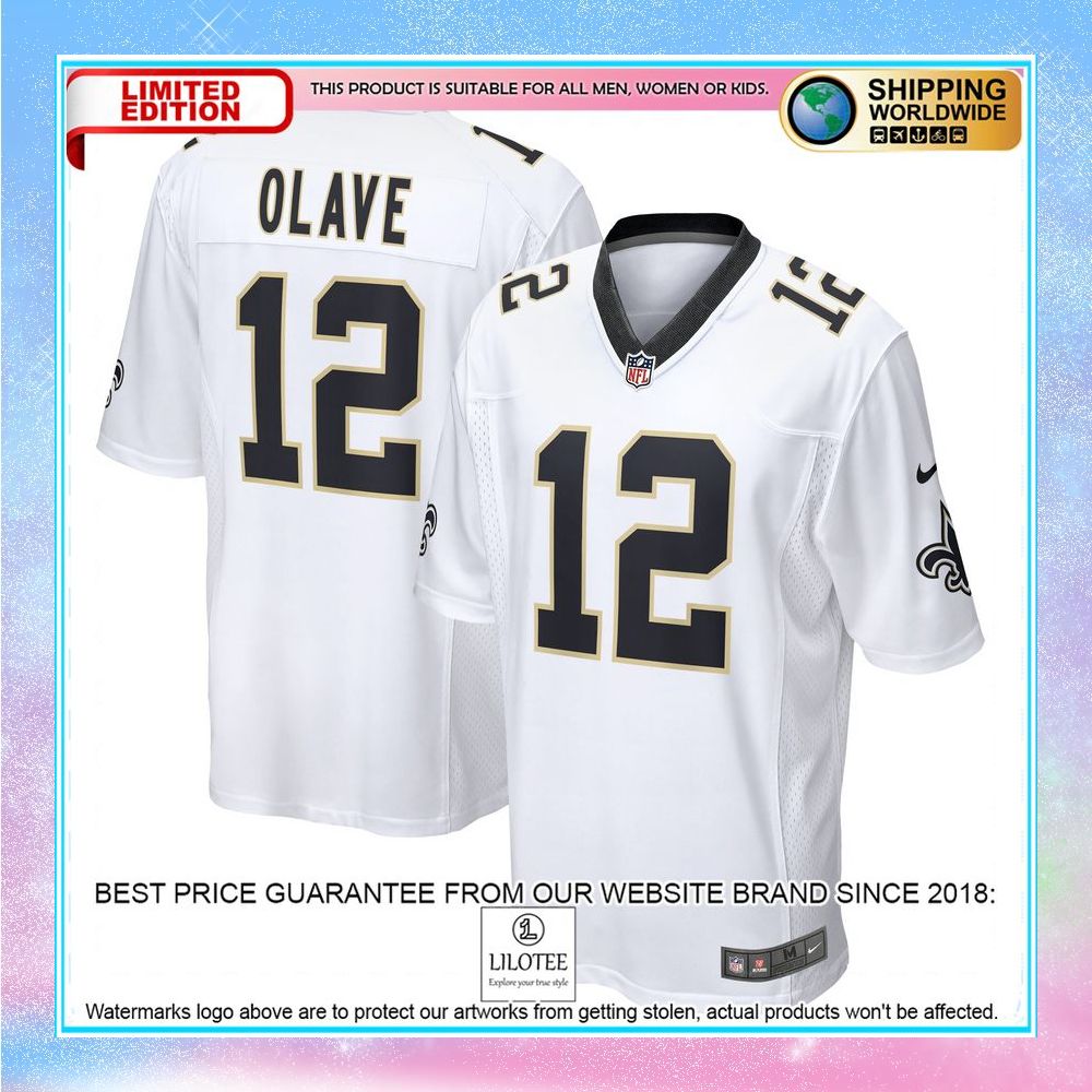 chris olave new orleans saints white football jersey 1 826