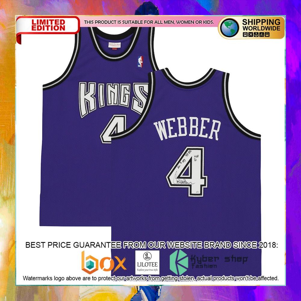 chris webber sacramento kings 1998 1999 purple basketball jersey 1 102
