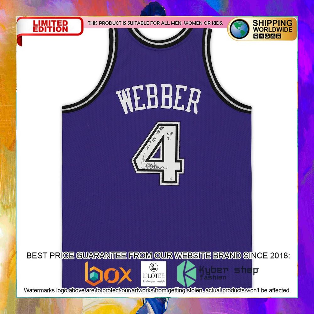 chris webber sacramento kings 1998 1999 purple basketball jersey 2 341