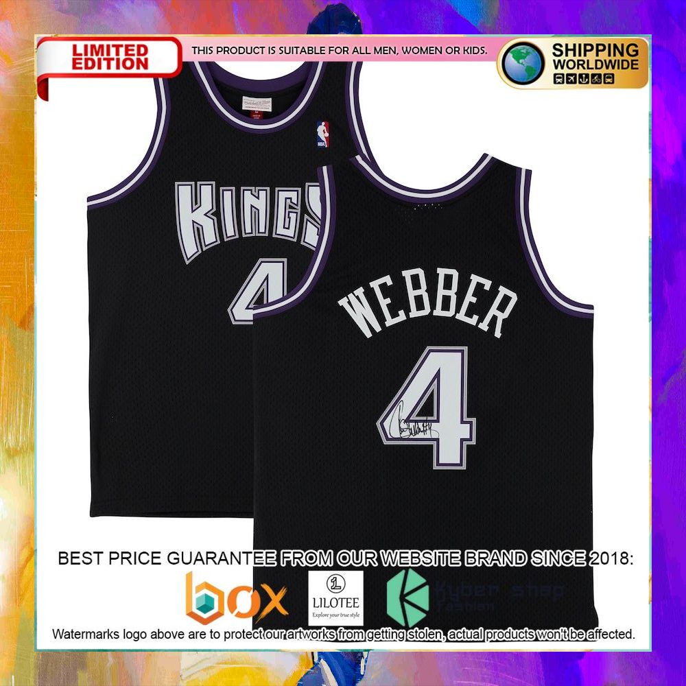 chris webber sacramento kings 2000 01 black basketball jersey 1 954