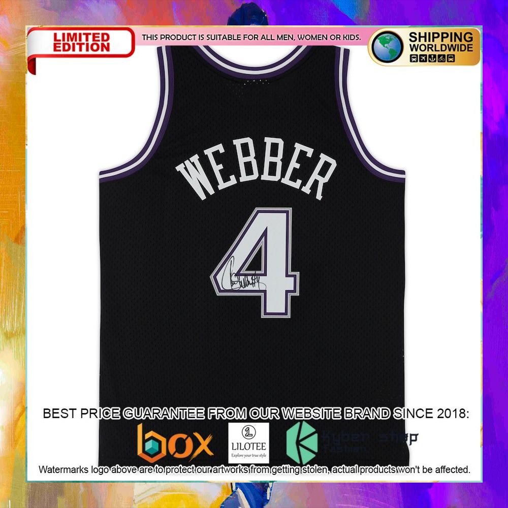 chris webber sacramento kings 2000 01 black basketball jersey 2 941