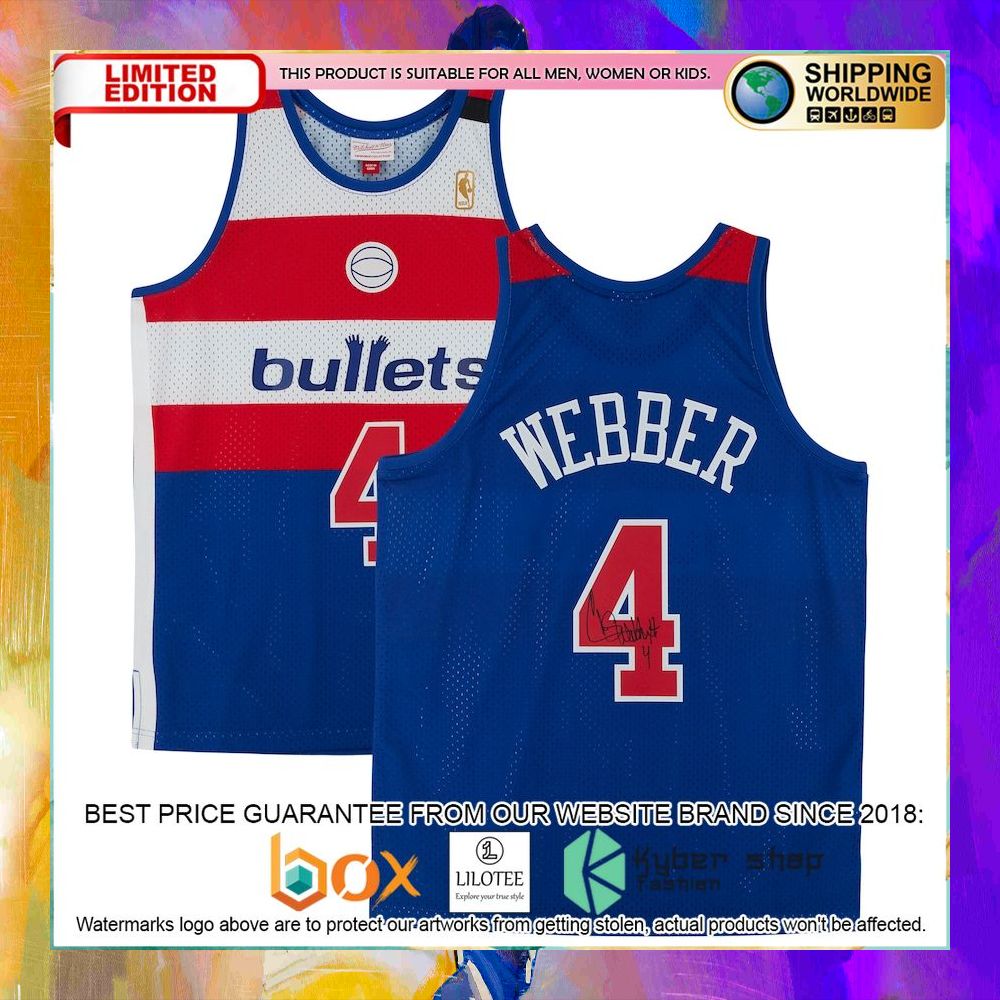 chris webber washington bullets 1996 97 blue basketball jersey 1 677
