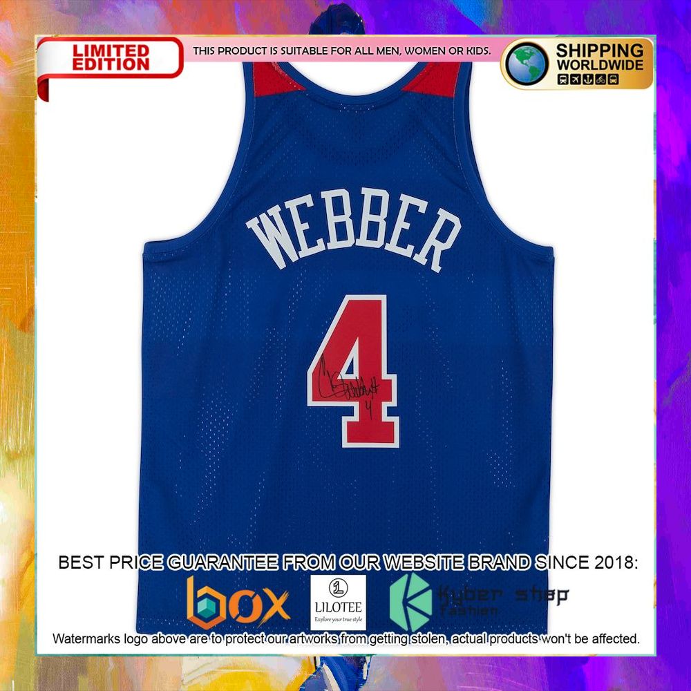chris webber washington bullets 1996 97 blue basketball jersey 2 557