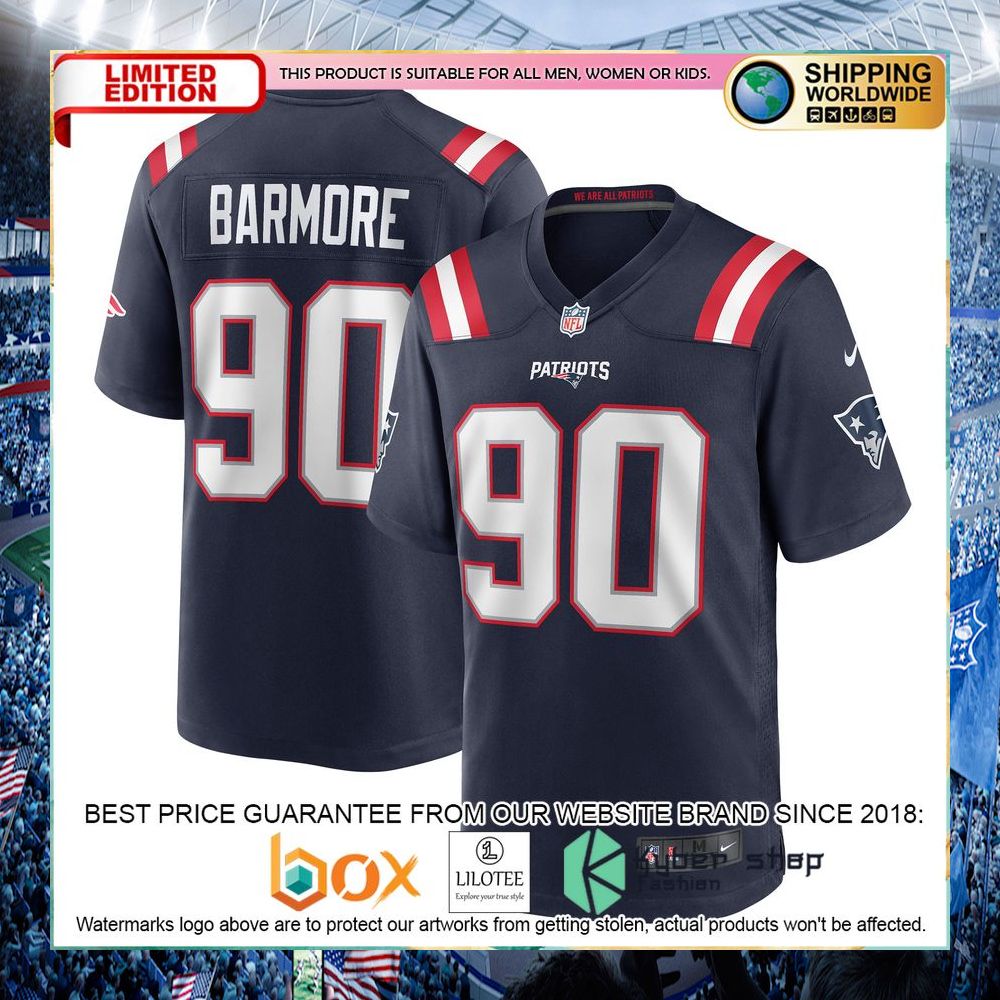 Christian Barmore New England Patriots Nike Navy Football Jersey - LIMITED EDITION 5 christian barmore new england patriots nike navy football jersey 1 596