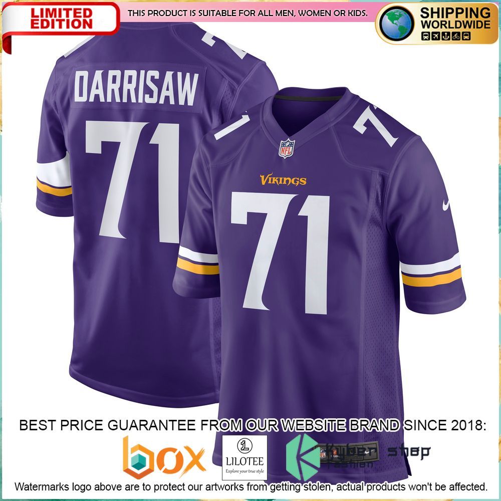 christian darrisaw minnesota vikings nike purple football jersey 1 183