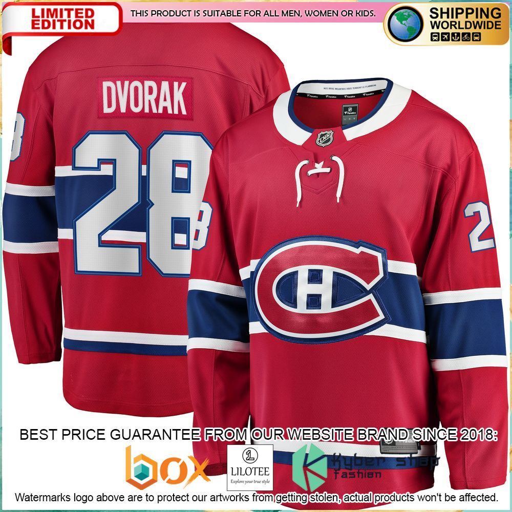 christian dvorak montreal canadiens red hockey jersey 1 738